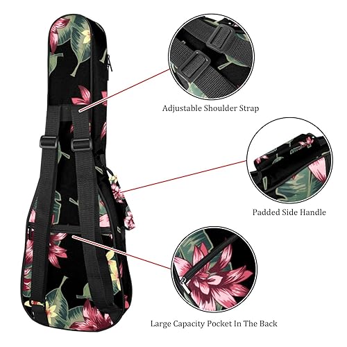 JRHEJTHH Durable Ukulele Bag Water Resistent Ukulele Case with Adjustable Shoulders for 21 23 24 inch Thick Padding Beautiful Flowers - Les Beatles, Paul McCartney, John Lennon, RIngo Starr, George Harrison JRHEJTHH Durable Ukulele Bag Water Resistent Ukulele Case with Adjustable Shoulders for 21 23 24 inch Thick Padding Beautiful Flowers – Image 4