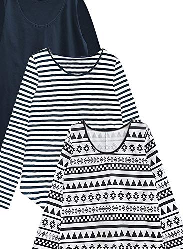 Image of A.T.U.N. (ALL THINGS UBER NICE) Womens Printed Cotton Long Sleeve Regular T-Shirt (Pack of 3)