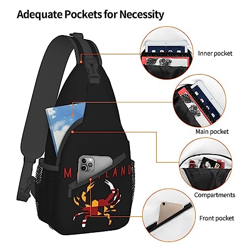 SEAEAGLE Maryland State Flag Crab Sling Backpack Travel Crossbody Casual Chest Shoulder Bag Fashion Fanny Pack4