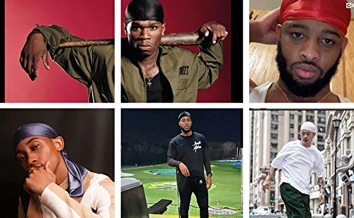 3 PCS Durag With 2 Waves Caps Durags For Men Silky Durag With Long Tail And Wide Straps