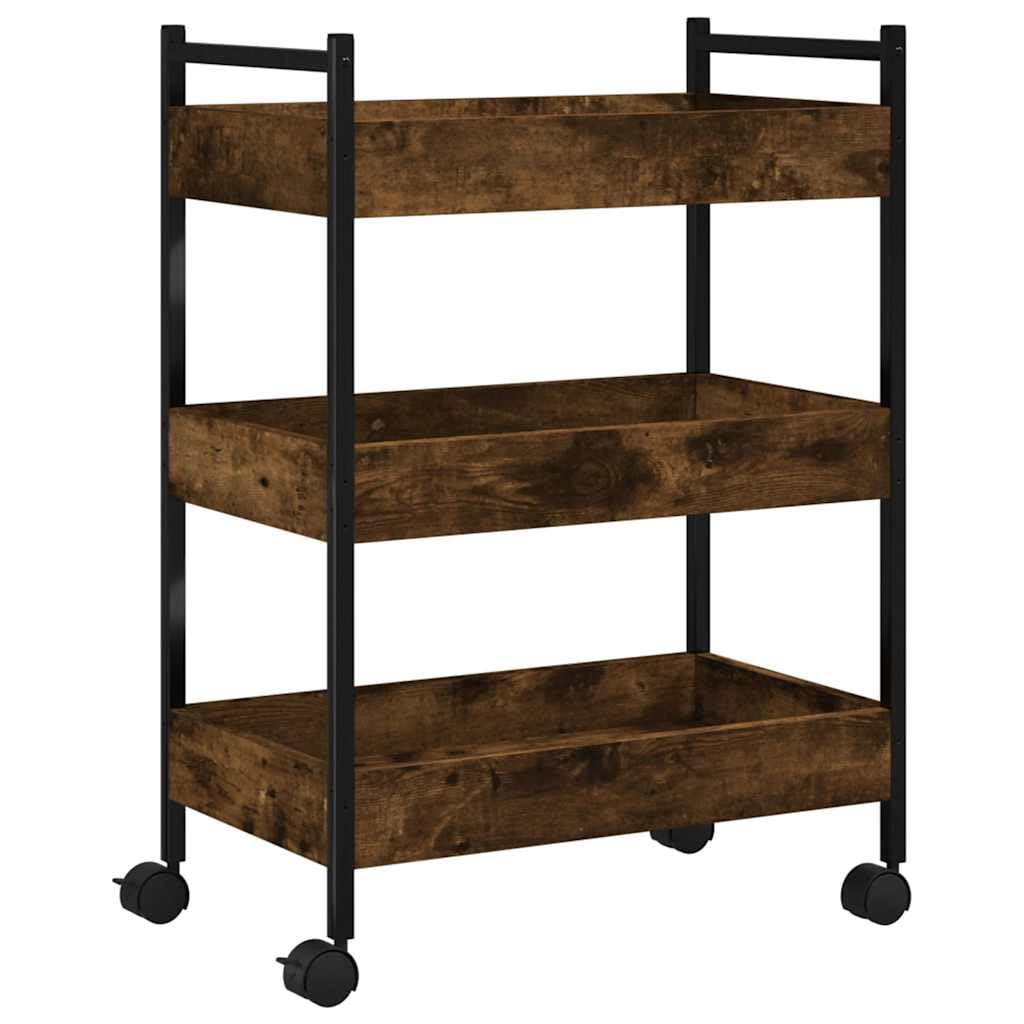 Carrello da cucina con ruote, design vintage, scaffale da cucina in legno e acciaio, mobile per cucina e soggiorno, 50 x 30 x 70 cm
