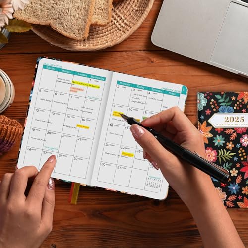 Ymumuda 2025 Pocket Planner, Weekly Monthly Planner 2025, JAN.2025to DEC.2025, 6.4×4", Mini Size for Purse, Easy to Carry, Professional Tight Binding, Small Academic Planner for Women/Girls