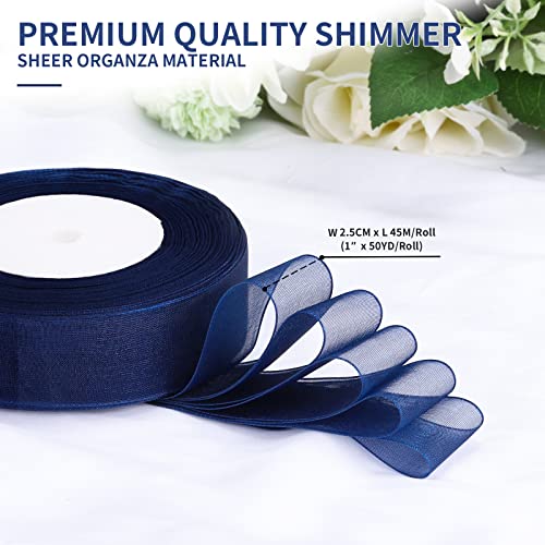 Molshine WMT-1-OR49 50 Yards X 1 Inch Shimmer Sheer Organza Ribbon,Chiffon Fabric Ribbons thumb #1