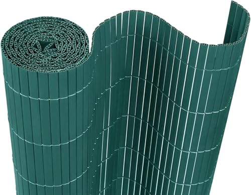 VA-Cerulean PVC Sichtschutzmatte Sichtschutzzaun 80x500CM, Grün, Outdoor Sichtschutz mit verstärkten Lamellen, Zaunblende Windschutz UV-Beständig für Garten Balkon Fences Terrasse Zubehör