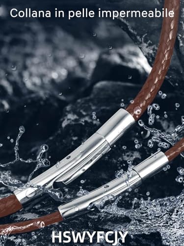 HSWYFCJY Lederkette Herren 3mm Kunstleder Halskette Braun Verfügbar Damen Leder kette mit Verschluss Kautschuk Kette 46cm für DIY Anhänger Schmuck