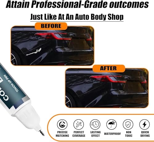 Image of DUNGRANI 2 In1 Black Car Scratch Remover Touch Up Paint Pen | Quick Dry Automotive Paint for Minor, Deep Scratches, Chips & Scuffs | Easy Applicator for Cars & Bikes (Real Black)