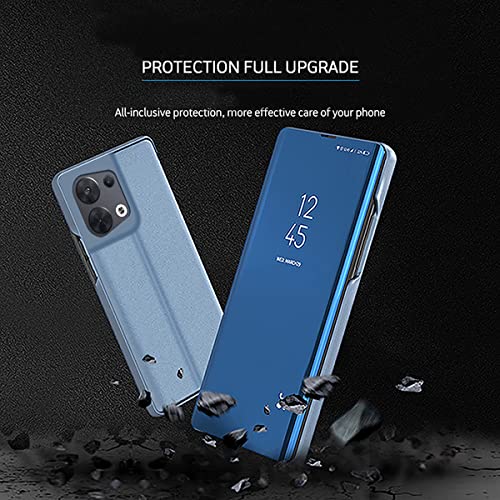 Ccsamll Mirror Case For Oppo Reno 8 Support Wireless Charging, Smart Clear View Cover Ultra Thin With Kickstand Flip Phone Case For Oppo Reno 8 Qh Purple #TOP2