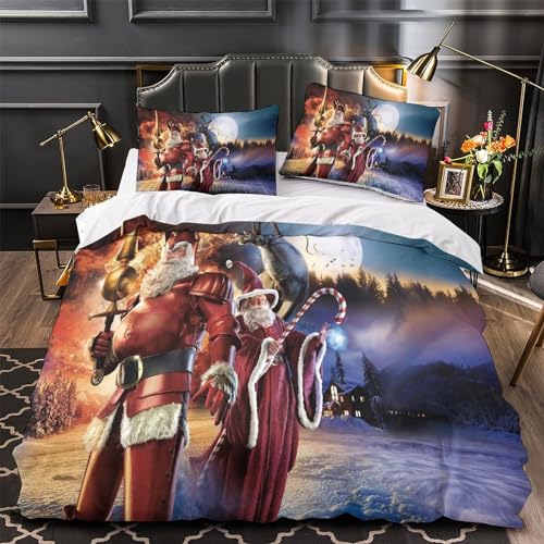 Funda nórdica de Papá Noel 3D juego de cama microfibra King de 3 piezas 4
