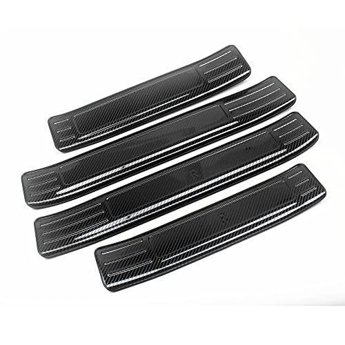 Stainless Steel Outer Door Sill Protector Cover For Toyota Highlander 2020 2021 2022 Carbon Fiber Pattern Trim Accessories Interior Door Entry Guard Plate Decoration Sticker