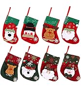 BEEFLYING 8 pcs Chaussettes de Noël Décoration d'arbre Suspendu Père Noël Pendentif en Velours Ro...