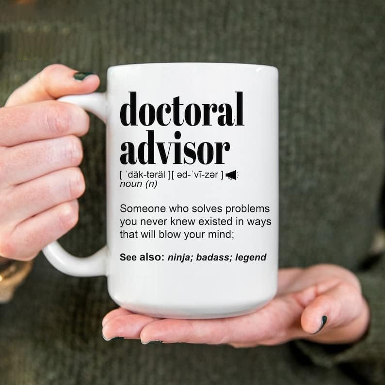 Miniatura 2 de Taza divertida de regalo de asesor doctoral para hombres y mujeres, regalos de agradecimiento para él, su asesor doctoral taza de café personalizada