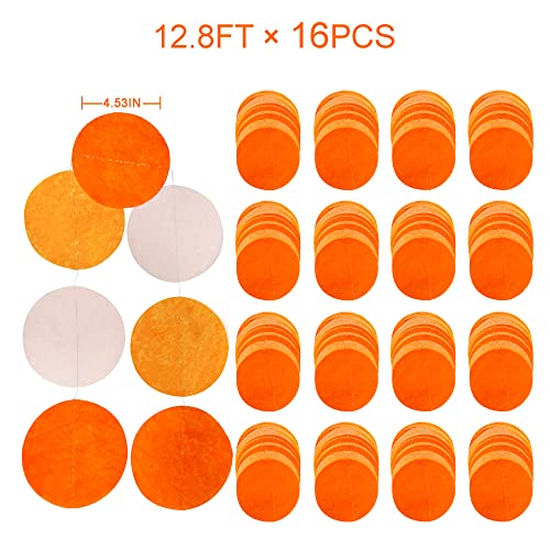 Image of 205 Ft Orange Party Decorations Big Circle Dots Backdrop Garland Ombre Orange Tissue Paper Polka Dot Hanging Streamer for Birthday Engagement Wedding Fall Autumn Thanksgiving Harvest Party Supplies
