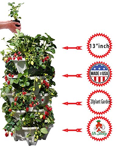 Large 64 Quart - Stackable Planter 5-Pack - Stone Color - Grow More In Less Space - Diy Vertical Gardening System - For Growing Veggies, Herbs, Garden Greens, Strawberries #TOP1