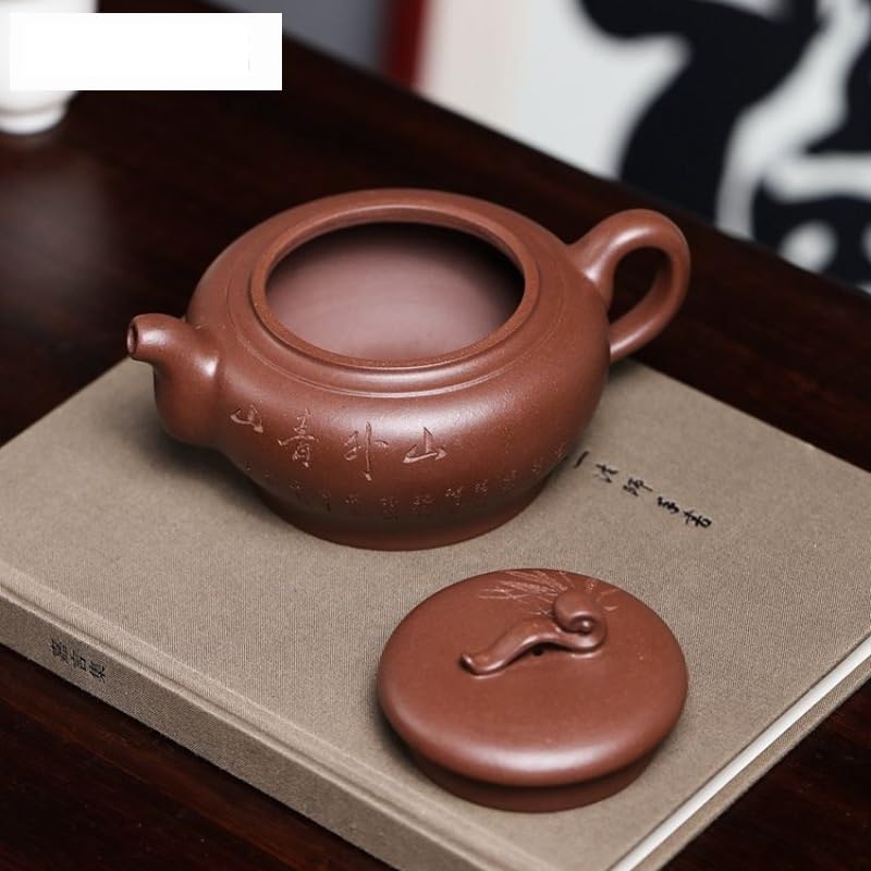Théière Chinoise en Argile Violette créative de 240 ML, fabriquée à la Main avec Filtre, en Terre Cuite Violette Brute. Service à thé Chinois Zisha. Infuseur à thé en Vrac.