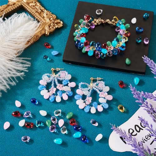 Bestewelry 120pcs Teardrop Glass Beads Waterdrop Crystal Beads Top Drilled Glass Dangle Beads Charms for Necklace Earring Bracelet Jewellery Making - Image 2