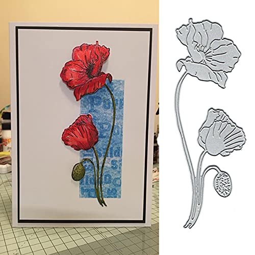 Metall-Stanzformen mit Mohnblumen-Blättern, Frühlingsblumen-Blätter, Stanzschablonen für Bastelarbeiten, Scrapbooking, Alben, dekorative Prägepapier-Stanzformen für Kartenherstellung Cover