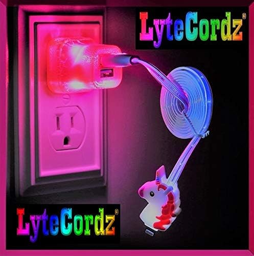 LYTECORDZ LED Light Up Emoji Face Phone Charger Charging Cable USB Cord Compatible with Android Micro Includes Light Up Wall Plug