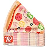 Naozinebi 100Pcs Pizza Party Paper Plates Pizza Birthday Party Decorations Pizzas Tableware Dinnerware Set Italian Pizzas Dessert Plate for Picnics Birthday Baby Shower Parties Favor Supplies