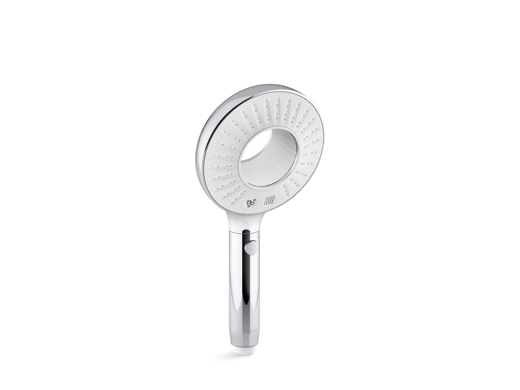 KOHLER K-28681-Y-CP SpaViva Two-Function Handheld Showerhead, Round High Pressure Shower Head, Compatible with SpaViva Cleansing Device, 2.5 GPM, Polished Chrome