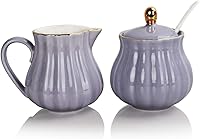 Vista 8 de Sweejar Royal Ceramic Tazón de Azúcar de Cerámica, Recipiente de Azúcar de 12 Onzas con Cuchara y Tapa, Tazón de Sal de Porcelana Recipiente de Sal