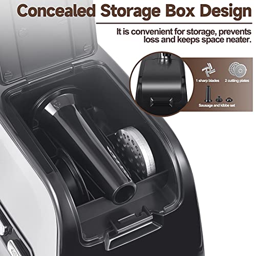 Image of ALTRA LIFE Electric Meat Grinder, 2800W Max Sausage Stuffer with 2 Blades, 3 Plates, Sausage Tube, Vegetable Cheese Grater, 2 Meat Claws, Burger Press & Kubbe Kit for Home use