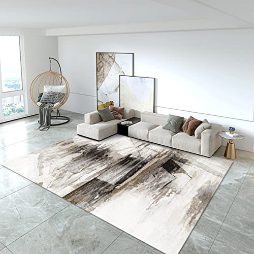 Tapis de salon moderne 200x290cm marbre blanc noir tapis grand format chambre