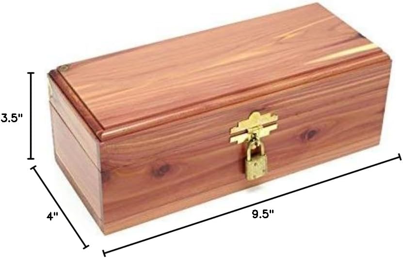 Cedar Essence Keepsake or Memory Box 9.5" L x 4" W x 3.5" H with Lock and Key