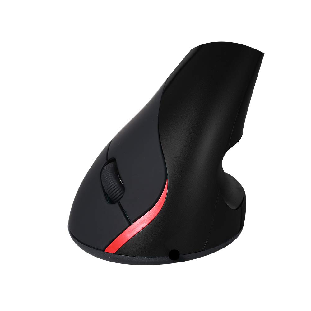 Docooler Wireless Mouse Optical Vertical Mouse Ergonomic Rechargeable Mice Built-in Battery Pc Laptop One Size Black