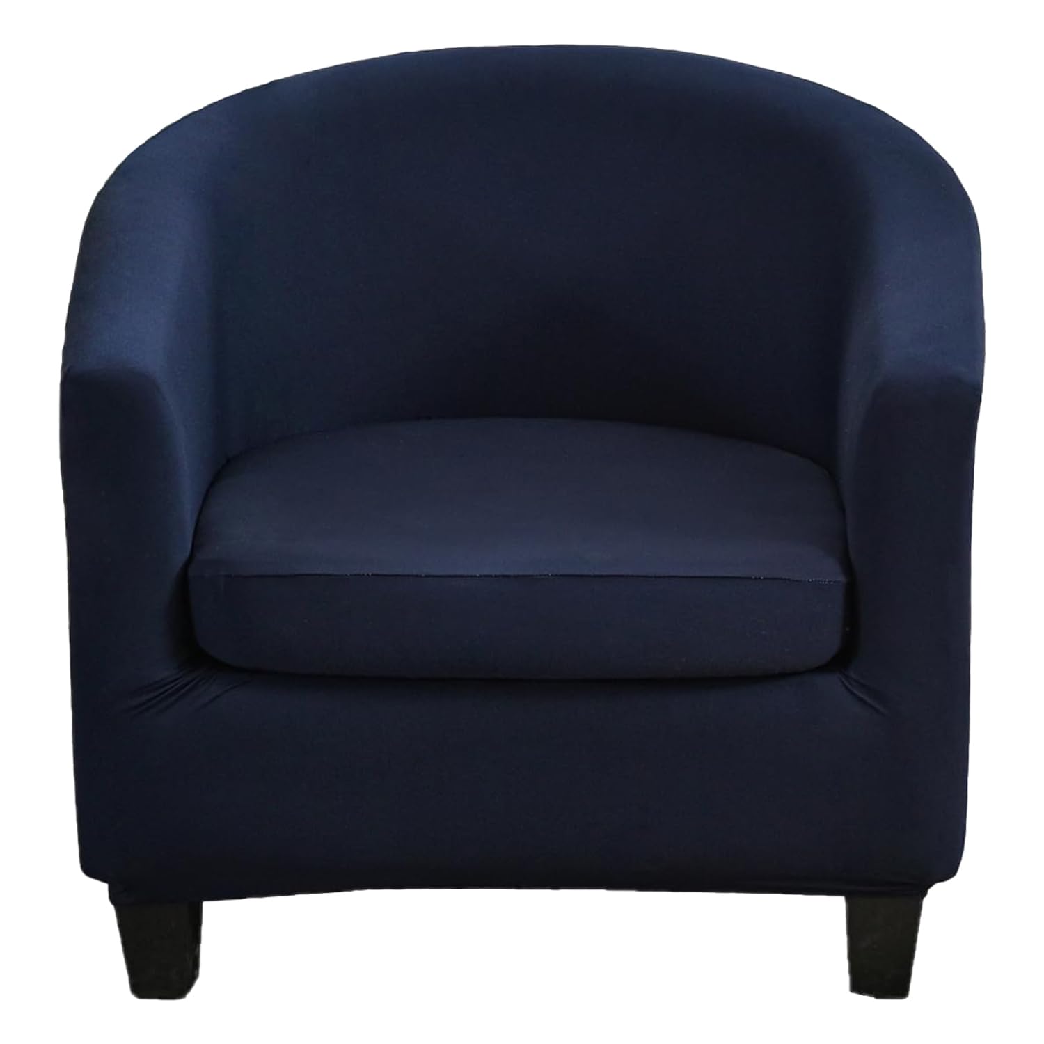Byforphye Tub Chair Covers, Stretch Club Chair Slipcover 2-Piece Set Round Barrel Chair Covers with Cushion Cover Armchair Covers with Elastic Bottom for Club Bar Counter Living Room (Navy Blue)