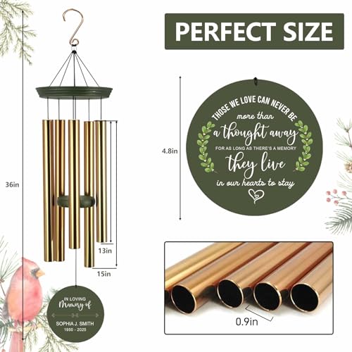 Image of ASTARIN Memorial Wind Chimes for Loss of Loved One /Mother Personalized, Bereavement Wind Chimes Gift for Funeral, Indoor /Outdoor Windchime 30 /36 inch(Produced in Texas)