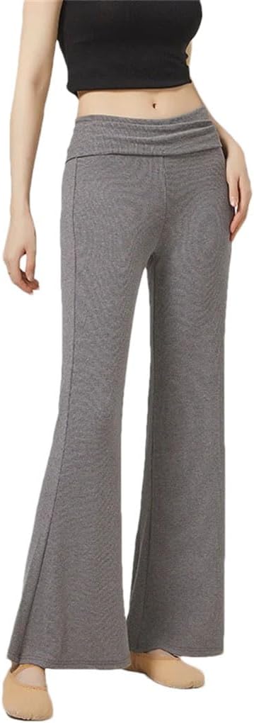 Women's Micro Flared Dance Pants High Waist Knit Trousers for Modern Classical Practice Stage Performances