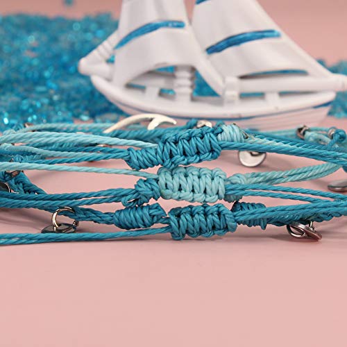 Image of Waterproof String Anklets Cute Beaded Ankle Bracelets Beach Wave Anklet Stainless Steel Coin Boho Ankle Jewelry for Women