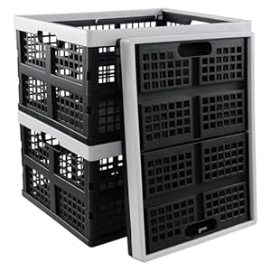 Uumitty 30 L Stackable Collapsible Crate, Set of 3 Collapsible Storage Folding Storage Baskets