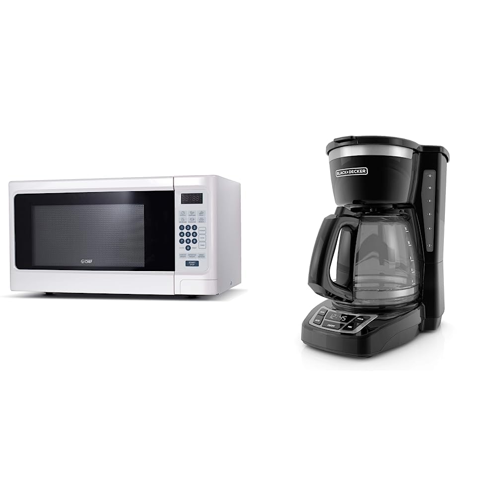 Commercial Chef Countertop Microwave 1 1 Cubic feet White Black Decker CM1160B 12-Cup Programmable Coffee Maker Black Stainless