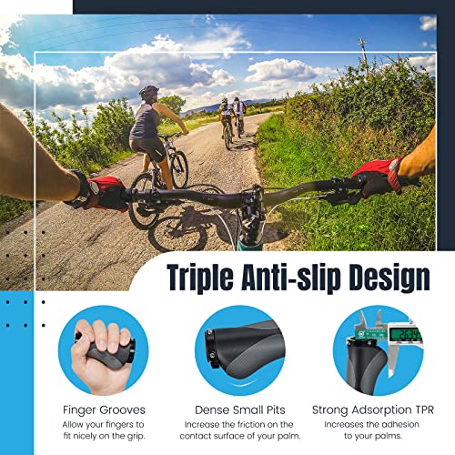PRUNUS Bike Handlebar Grips, Mountain Bike Grips Non-slip Rubber - Image 3