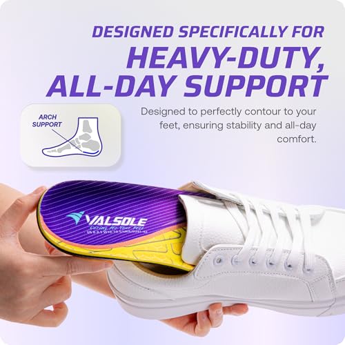 Image of VALSOLE Heavy Duty Support Pain Relief Orthotics - 220+ lbs Plantar Fasciitis High Arch Support Insoles for Men Women, Flat Feet Orthotic Insert, Work Boot Shoe Insole, Absorb Shock with Every Step