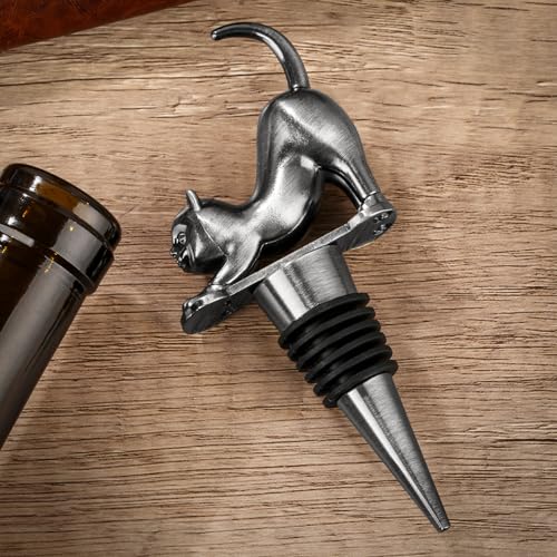 LKKCHER Cat Wine Bottle Stopper, Gifts for Cat Lovers, Silver with Gift Box - Cosy Home Interiors LKKCHER Cat Wine Bottle Stopper, Gifts for Cat Lovers, Silver with Gift Box - Image 4