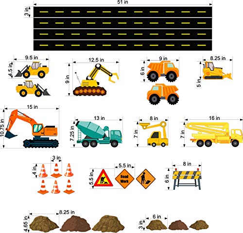VWAQ Construction Wall Decals Boys Room Heavy Machinery Vehicle Stickers Peel and Stick - 30 PCS - PAS41
