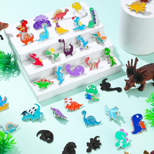 Image of Giegxin 40 Pcs Dinosaur Enamel Pins Bulk Cute Cartoon Backpacks Pins Animals BroochTfor Backpacks Clothes Classroom Student Gifts