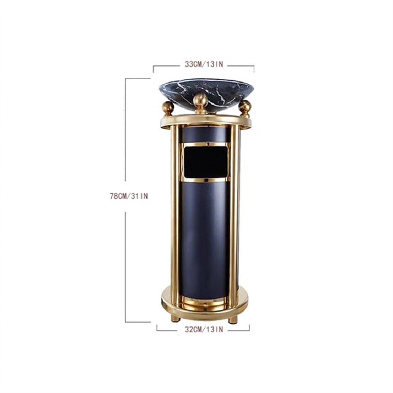 Stainless Steel Outdoor Trash Can with Ashtray, Vertical Wastebasket, 33x33x78cm, for Hotels, Malls, Patio