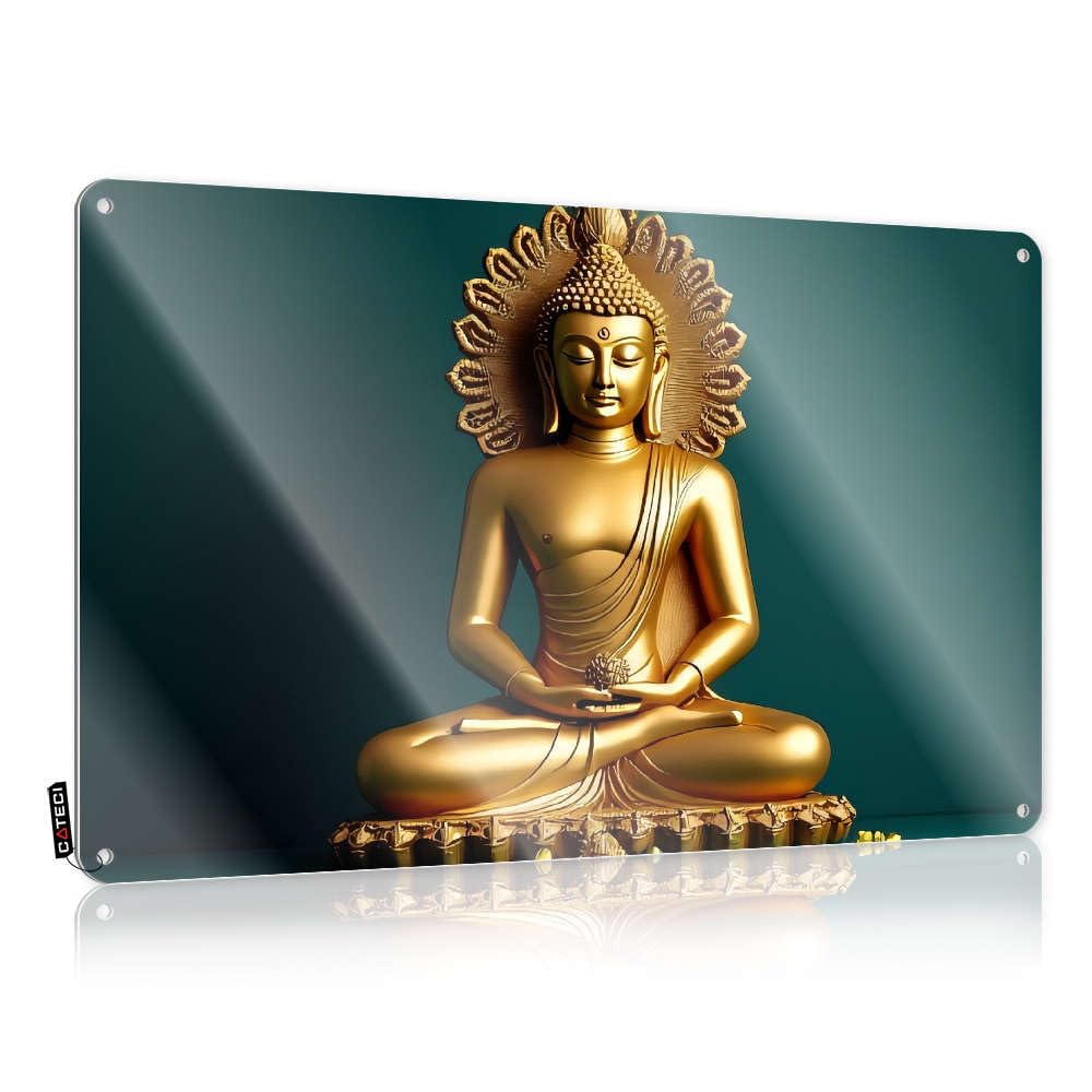 Fzfn Colour Golden Buddha Statue In Meditation Pose. Sweet Sleek - Western Home Decor Wall Art Wall Art Decoration(20X30cm)
