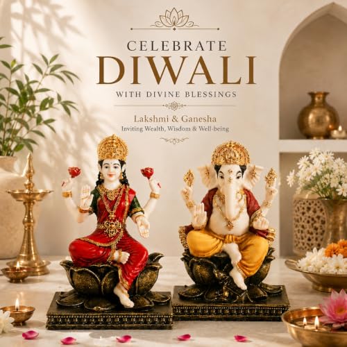 Image of ARMONIA Premium Lord Ganesha Idol 8 Inch | Handmade Ganesh Murti with Antique Finish | Polystone Ganpati Statue for Home Mandir, Pooja Room & Office Desk | Spiritual Gift for Wedding & Housewarming