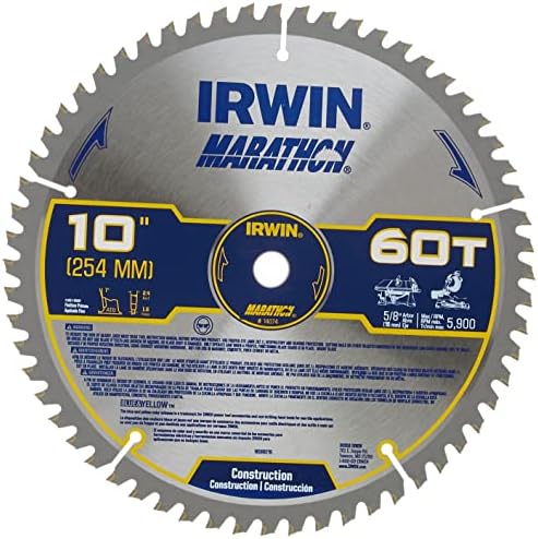 IRWIN Tools MARATHON Carbide Table / Miter Circular Blade, 10-Inch, 60T (14074)