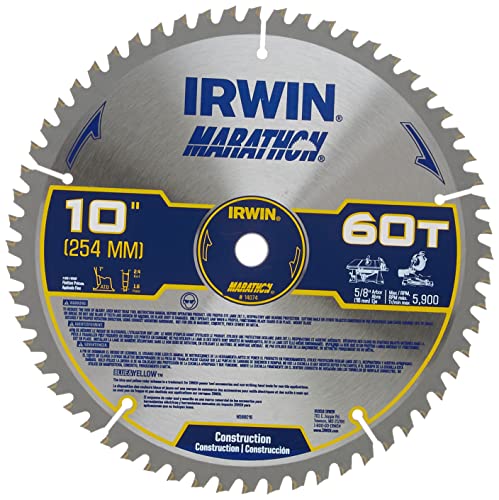 Irwin Tools Marathon Carbide Table / Miter Circular Blade, 10-Inch, 60T (14074) #TOP3