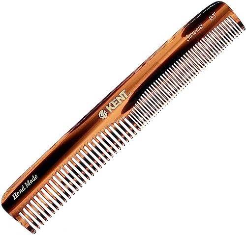 Kent 6T 6.9 Inch Double Tooth Hair Dressing Comb, Fine and Wide Tooth Dresser Comb For Hair, Beard and Mustache, Coarse and Fine Hair Styling Grooming Comb for Men, Women and Kids. Made in England