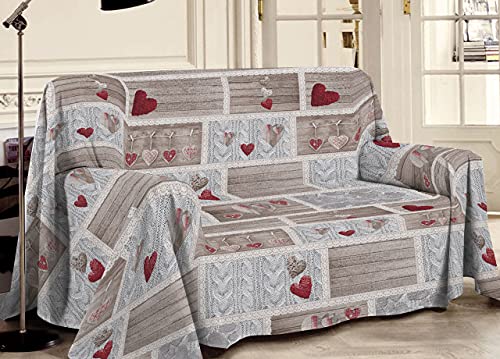 Tela decorativa cubresofá 100% algodón Pensieri Delicati Fantasía Shabby Love individual rojo