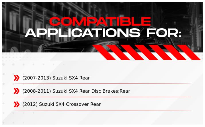 Image of R1 Concepts Rear Brake Kit Fits 2007-2013 Suzuki SX4 | Ceramic Pads, Drilled Slotted Carbon Rotors| Hardware| 10.9 inch Rear