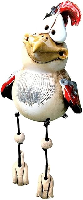 Garden Chicken Decorative Ornament, Ceramic Hen Garden Pendant, Resin Chick Crafts, Handmade Statue Crafts, Suitable for Garden, Balcony, Farm (Red)