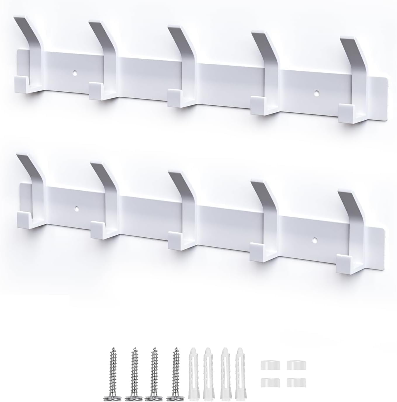 WYCTIN - Ganci appendiabiti da parete, 2 pezzi da 15 ganci in acciaio inox, per cappotto, cappellino, vestiti, appendiabiti e cappello, resistente