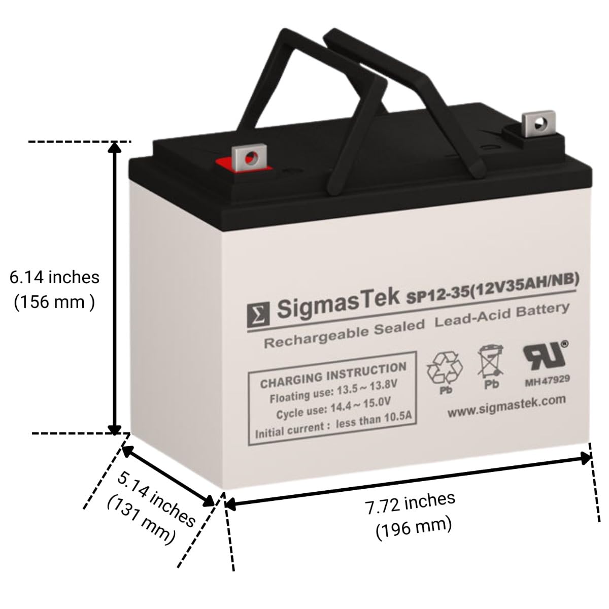 SigmasTek Genuine 12 Volt 35 AmpH SLA Battery with NB Terminals